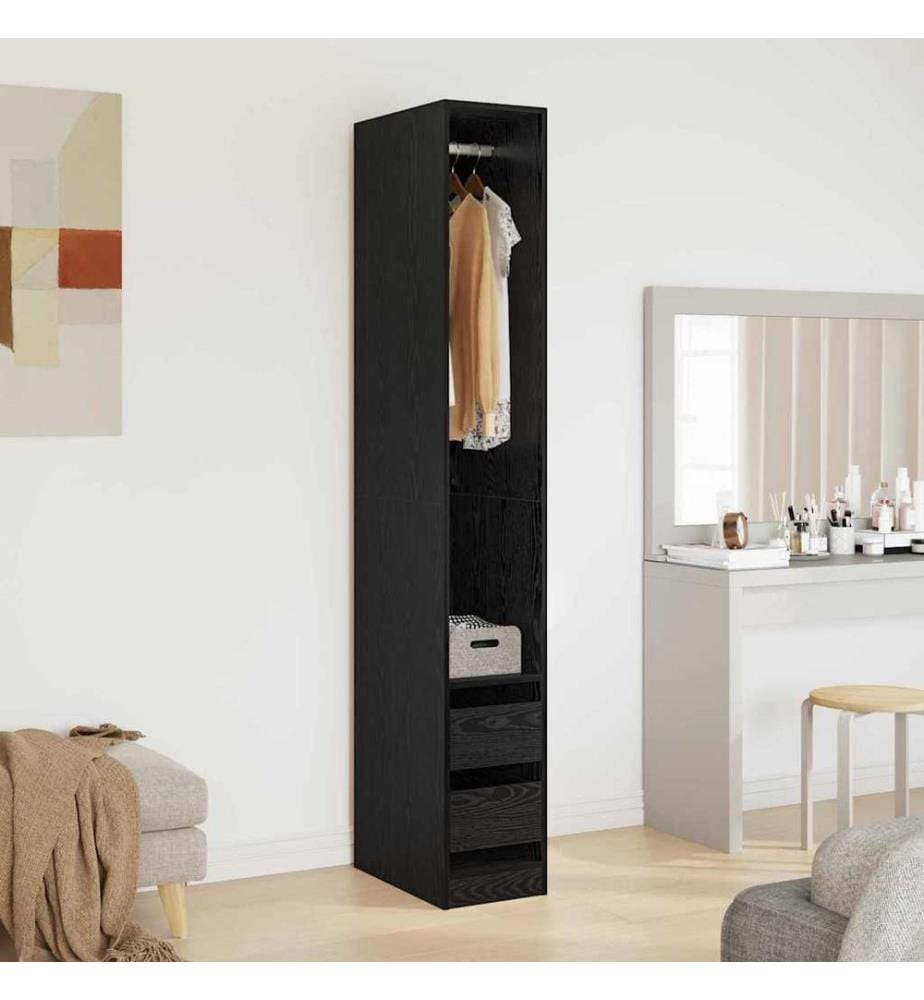 Kleiderschrank Schwarz Eichen-Optik 50 x 30 x 200 cm