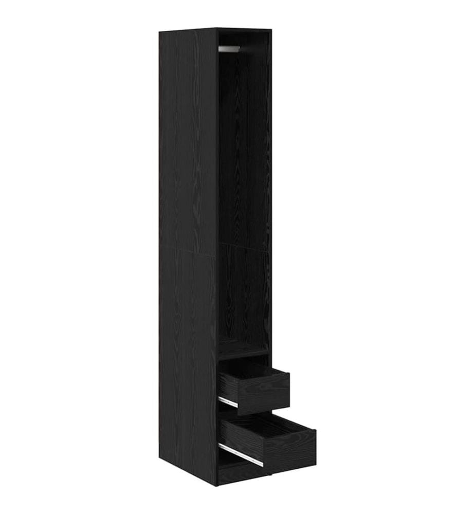 Kleiderschrank Schwarz Eichen-Optik 50 x 30 x 200 cm