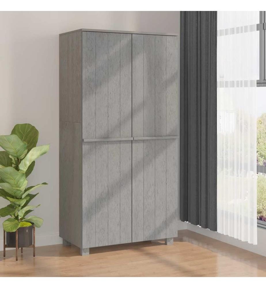 Garde-robe HAMAR Gris clair 89x50x180 cm Bois massif de pin