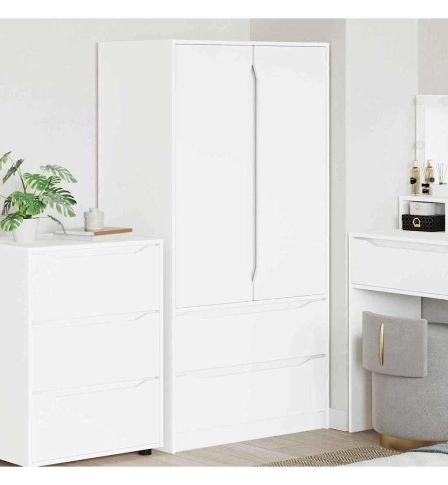 Kleiderschrank mit Tür Weiss 79,5 x 49 x 156 cm Holzwerkstoff