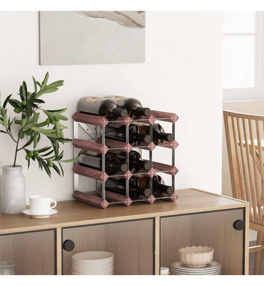 Casier à bouteilles pour 12 bouteilles Marron Bois pin solide