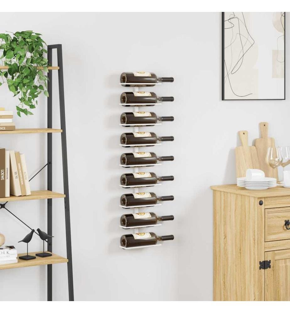Wand-Weinregal für 9 Flaschen Weiss Eisen