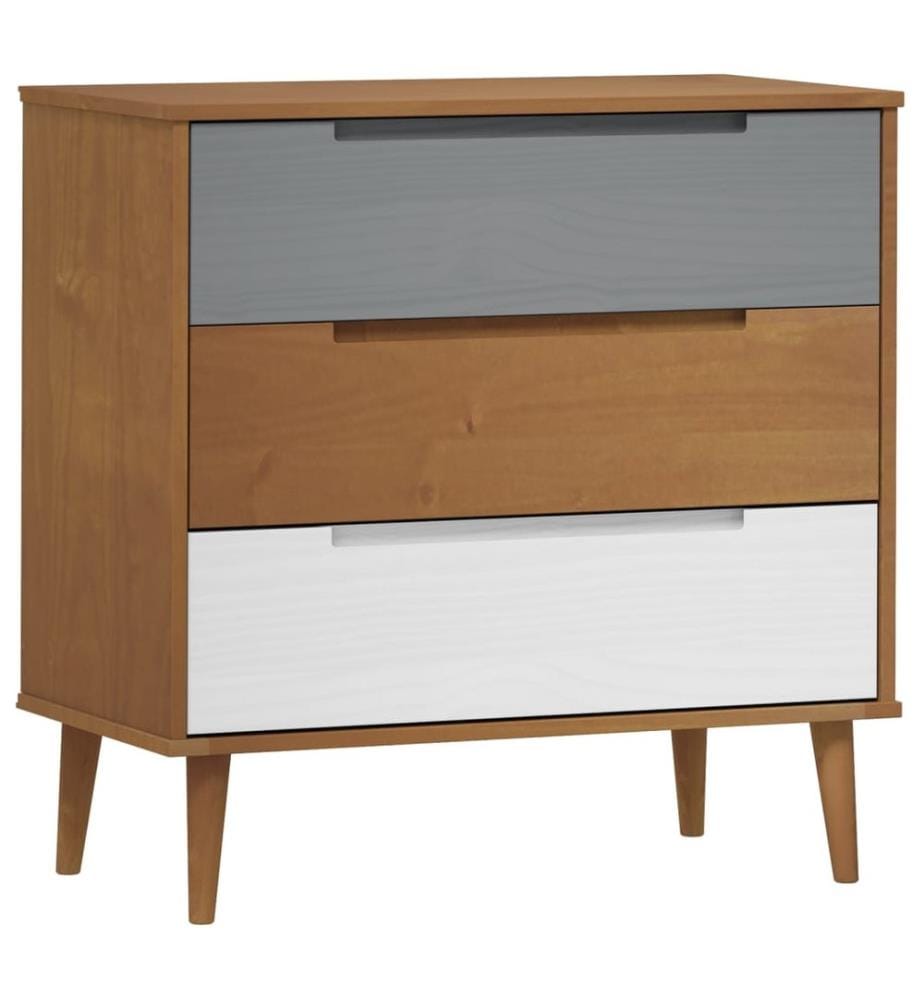 Schubladenschrank MOLDE Braun 80x40x80 cm Massivholz Kiefer