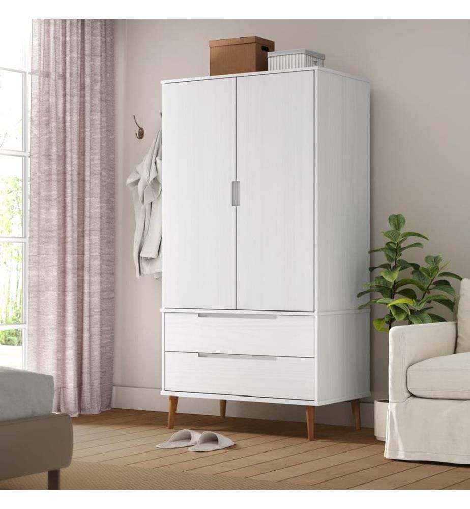 Garde-robe MOLDE Blanc 90x55x175 cm Bois massif de pin
