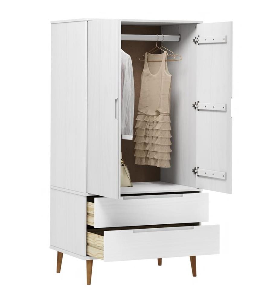 Garde-robe MOLDE Blanc 90x55x175 cm Bois massif de pin