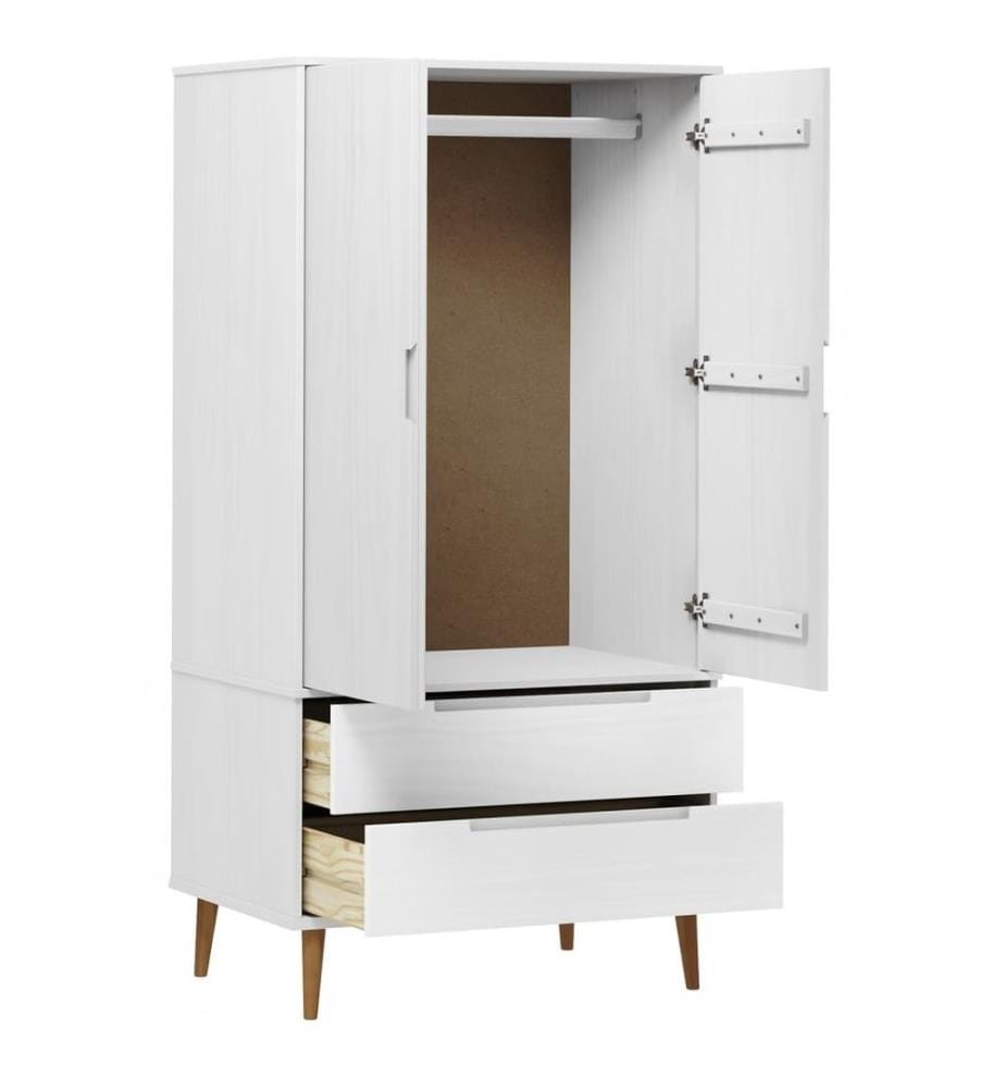 Garde-robe MOLDE Blanc 90x55x175 cm Bois massif de pin