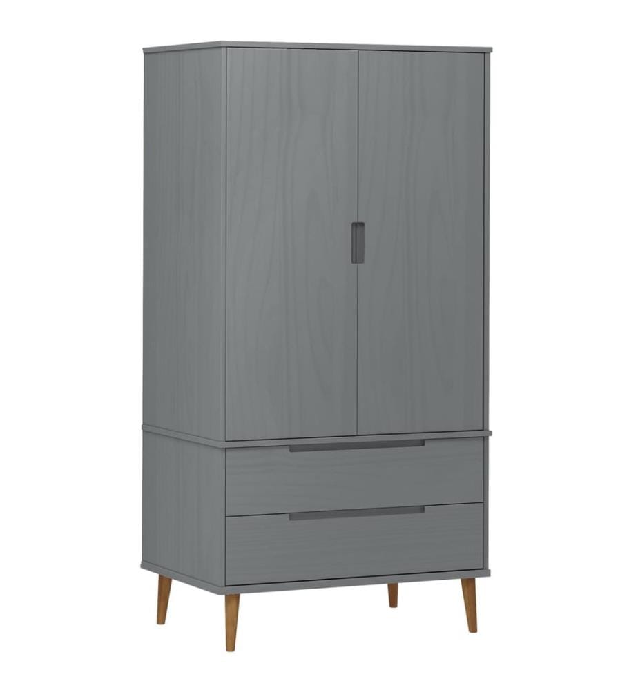 Garde-robe MOLDE Gris 90x55x175 cm Bois massif de pin