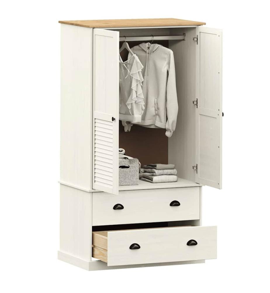 Kleiderschrank VIGO Weiss 90x55x170 cm Massivholz Kiefer
