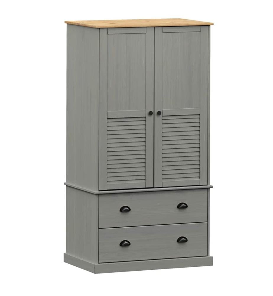 Kleiderschrank VIGO Grau 90x55x170 cm Massivholz Kiefer