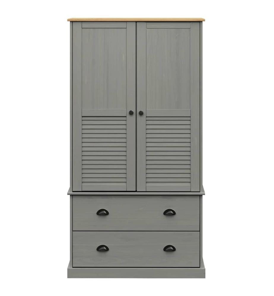 Kleiderschrank VIGO Grau 90x55x170 cm Massivholz Kiefer