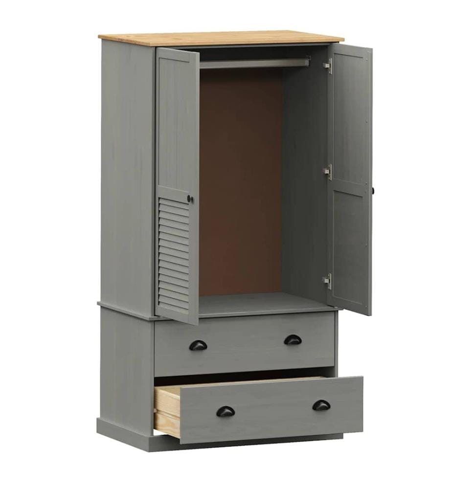 Kleiderschrank VIGO Grau 90x55x170 cm Massivholz Kiefer
