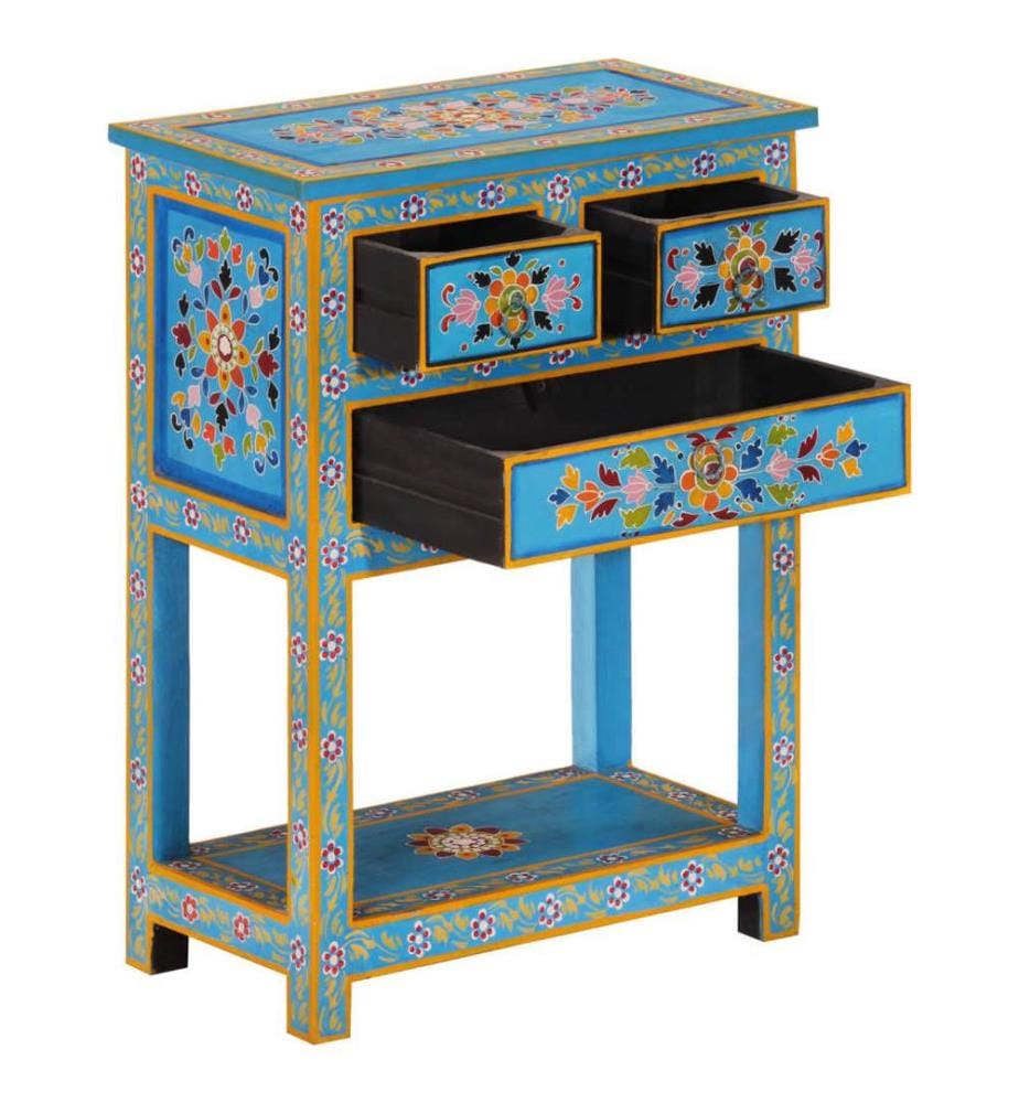 Buffet turquoise 55x30x76 cm bois massif de manguier