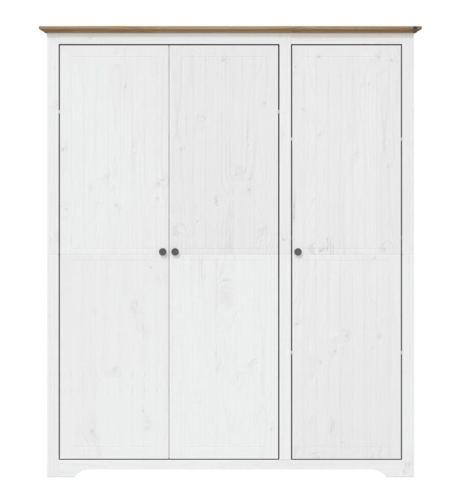 Garde-robe BODO blanc marron 146x53,5x173 cm bois massif de pin