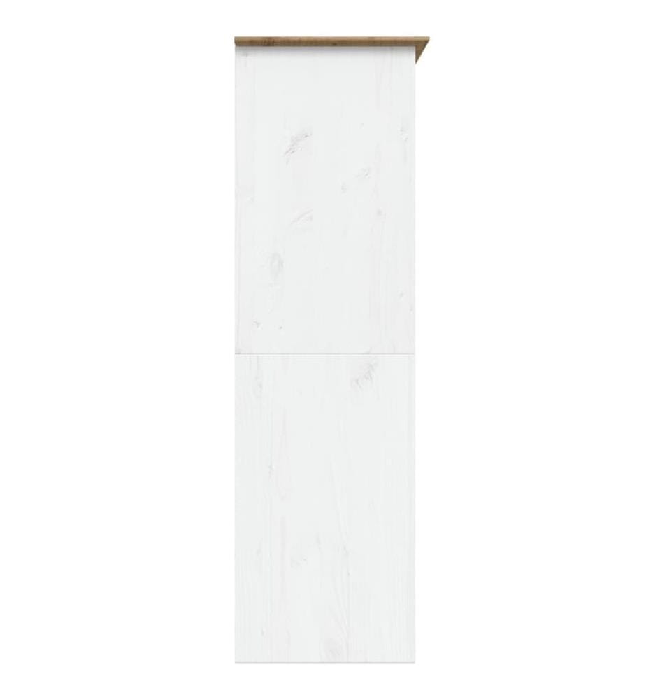 Garde-robe BODO blanc marron 146x53,5x173 cm bois massif de pin