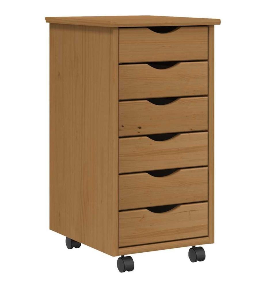 Rollschrank mit Schubladen MOSS Honigbraun Massivholz Kiefer