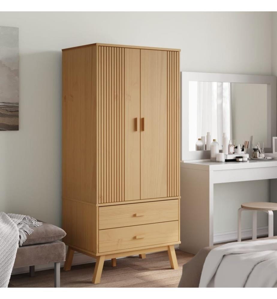 Garde-robe OLDEN marron 76,5x53x172 cm bois massif de pin