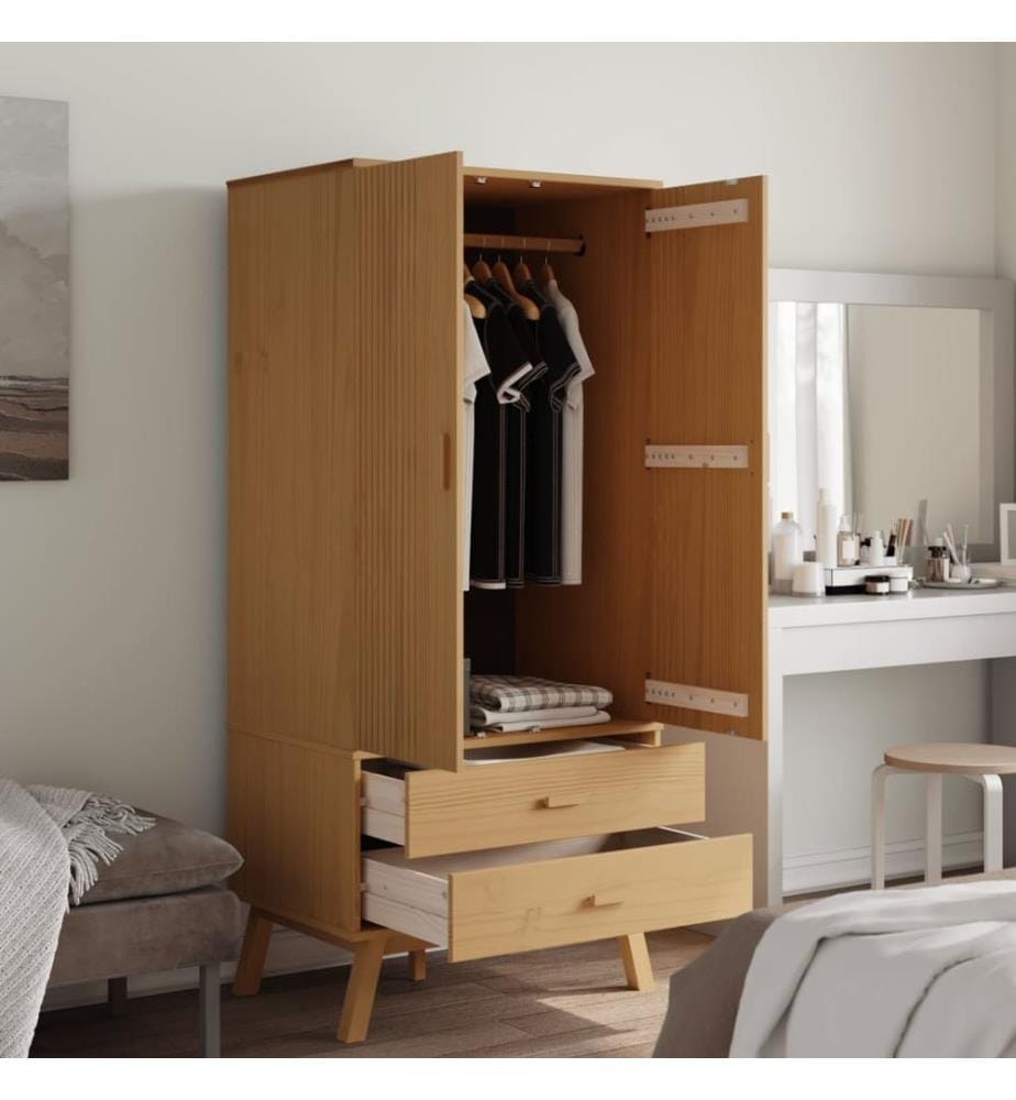 Garde-robe OLDEN marron 76,5x53x172 cm bois massif de pin