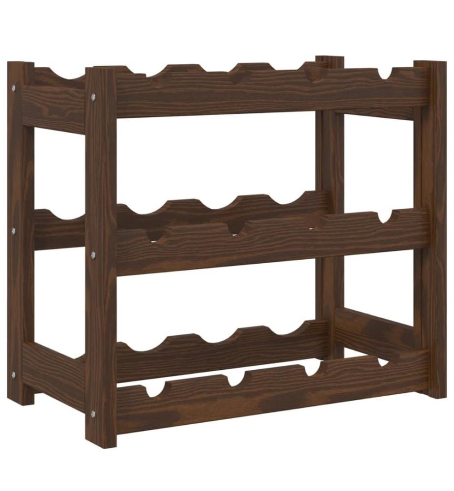Weinregal für 12 Flaschen Braun Massivholz Kiefer