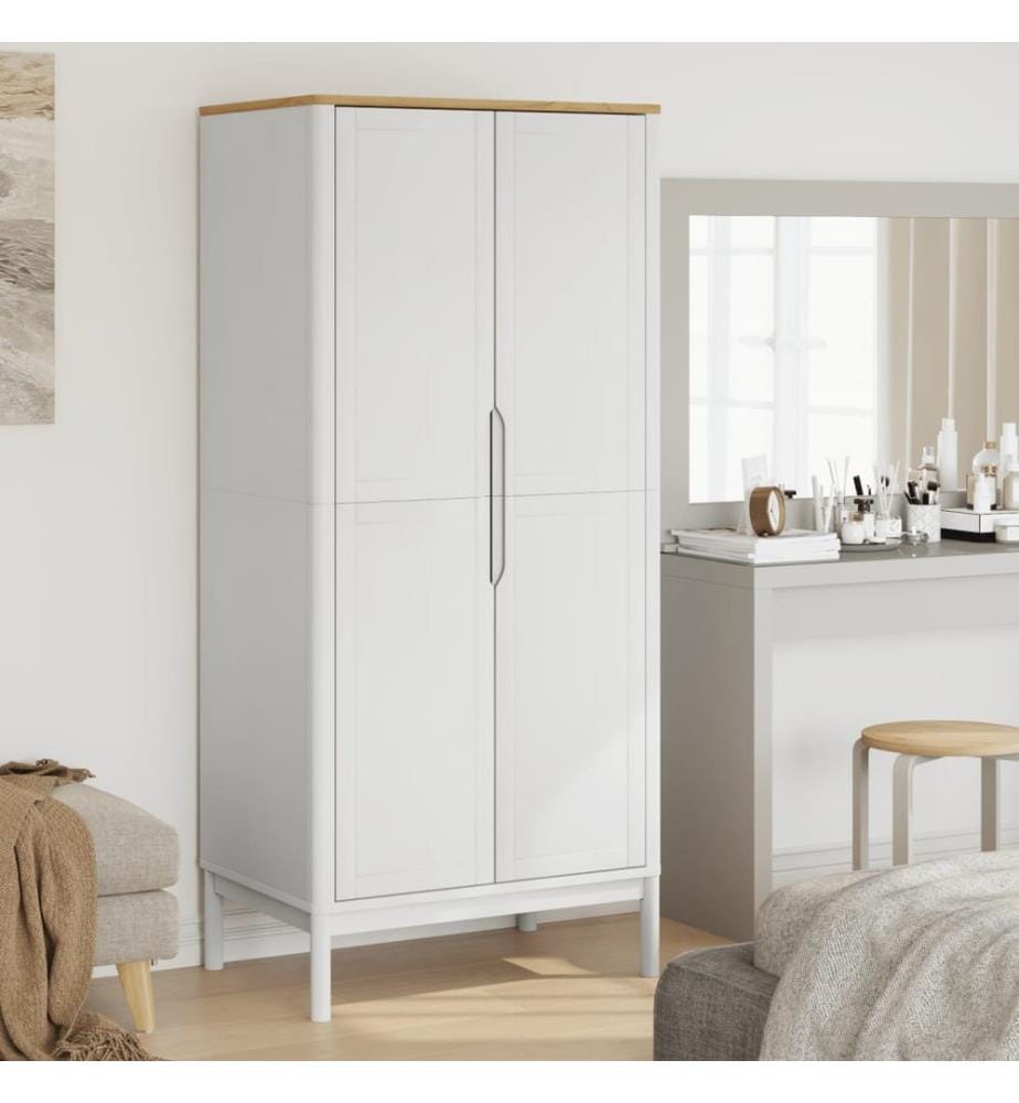 Kleiderschrank FLORO Weiss 77x53x171 cm Massivholz Kiefer