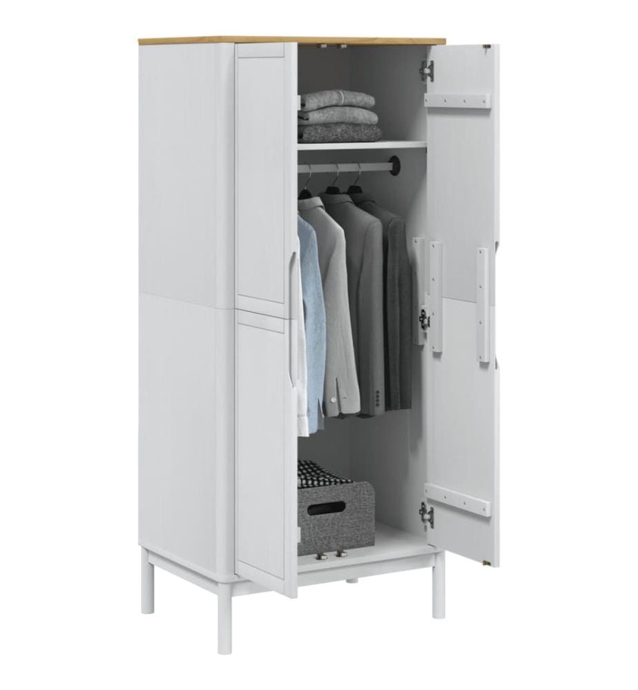 Kleiderschrank FLORO Weiss 77x53x171 cm Massivholz Kiefer