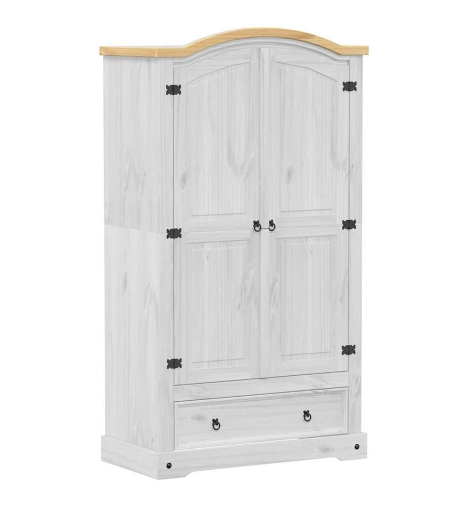 Kleiderschrank Corona Weiss 102x52x186 cm Massivholz Kiefer