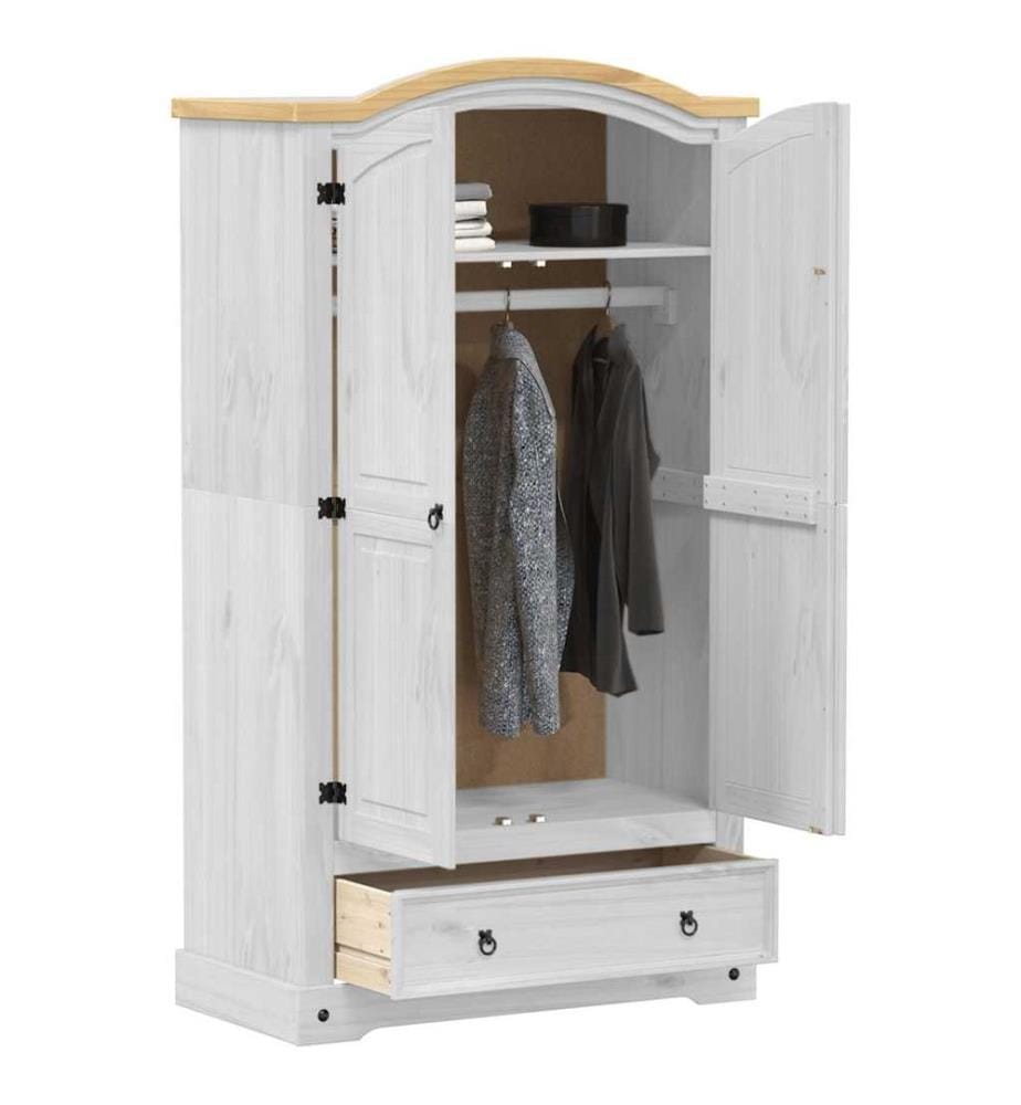 Kleiderschrank Corona Weiss 102x52x186 cm Massivholz Kiefer