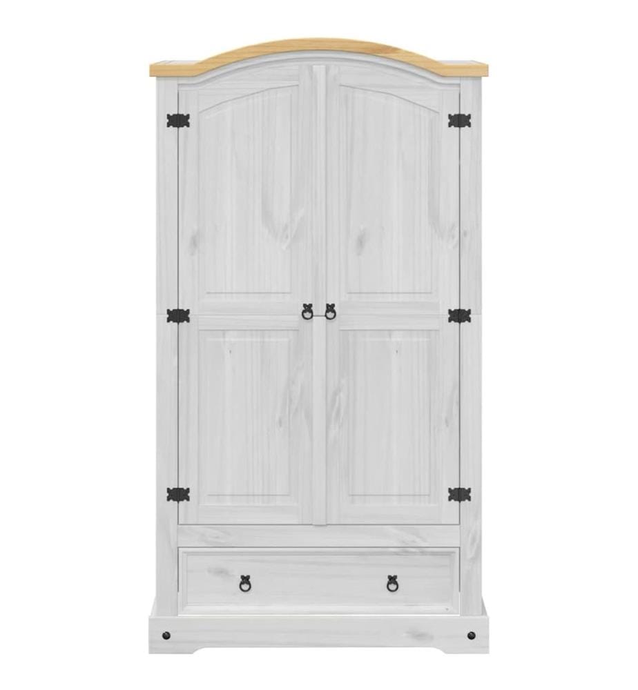 Kleiderschrank Corona Weiss 102x52x186 cm Massivholz Kiefer