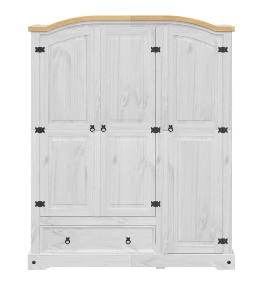 Kleiderschrank Corona Weiss 151,5x52x186 cm Massivholz Kiefer
