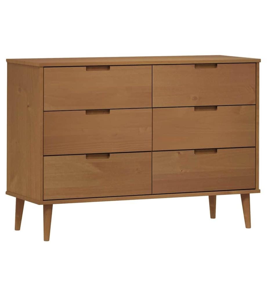 Commode MOLDE Marron 113x40x80 cm Bois de pin massif