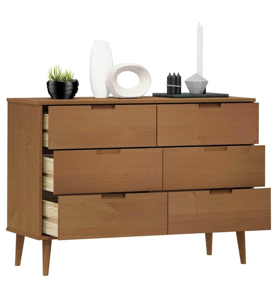 Commode MOLDE Marron 113x40x80 cm Bois de pin massif