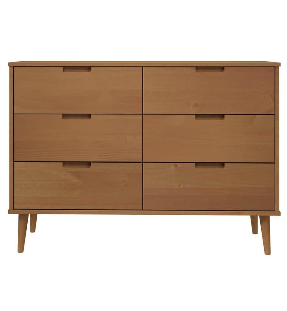 Commode MOLDE Marron 113x40x80 cm Bois de pin massif