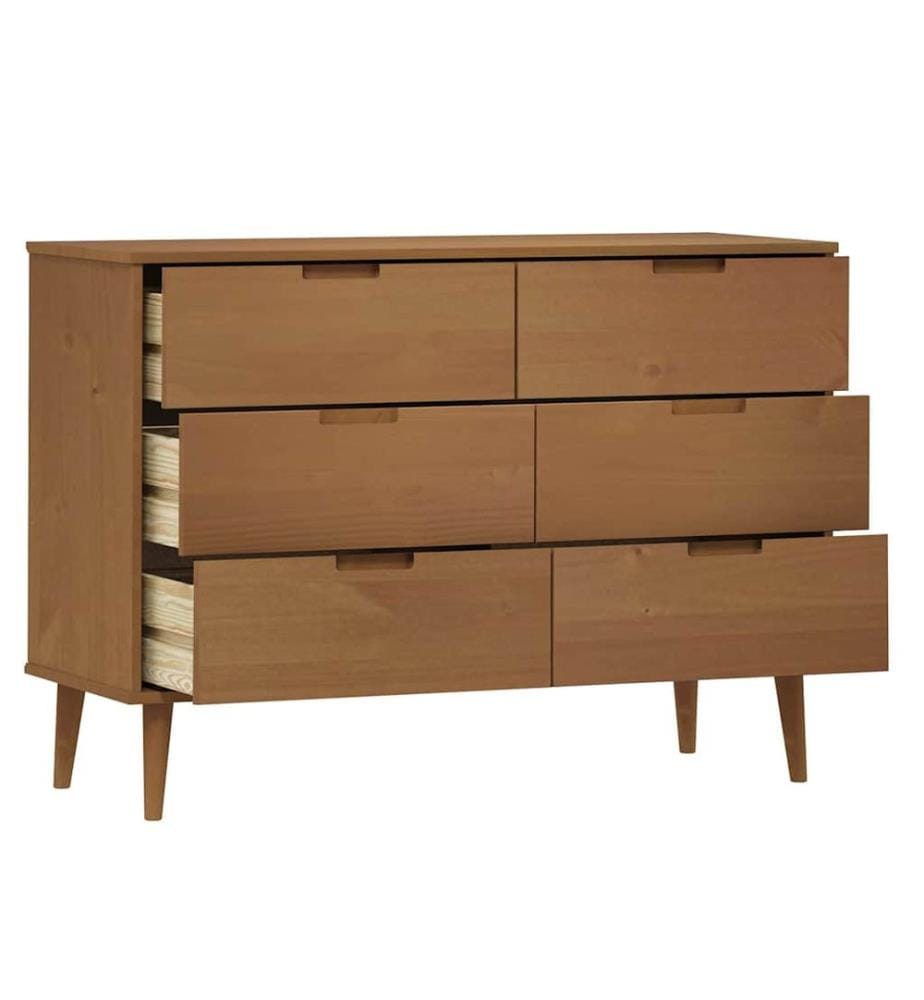 Commode MOLDE Marron 113x40x80 cm Bois de pin massif