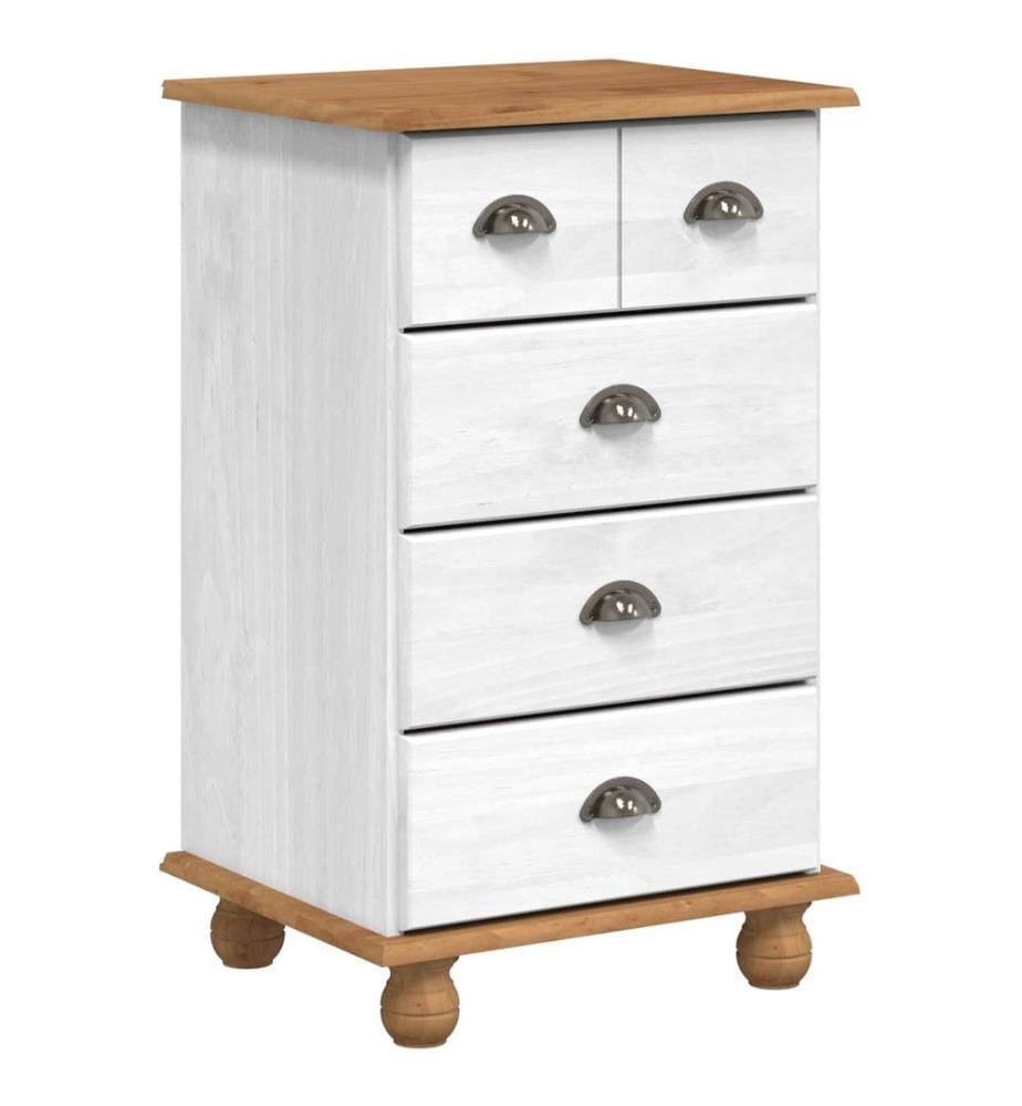 Commode ASKIM Blanc 45,8 x 40 x 79 cm Bois de pin massif