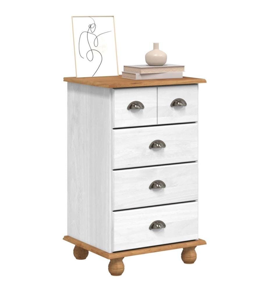 Commode ASKIM Blanc 45,8 x 40 x 79 cm Bois de pin massif