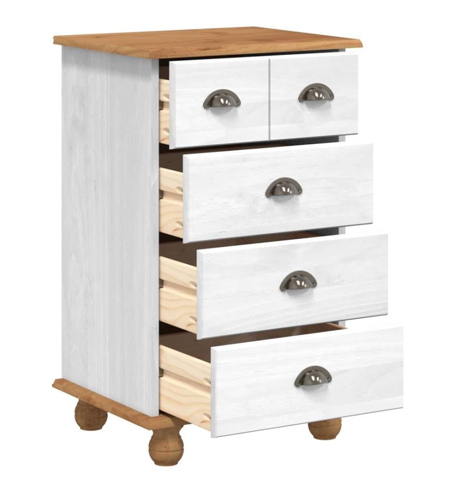 Commode ASKIM Blanc 45,8 x 40 x 79 cm Bois de pin massif