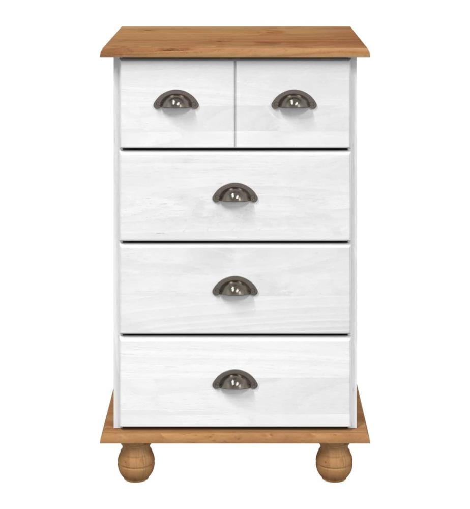 Commode ASKIM Blanc 45,8 x 40 x 79 cm Bois de pin massif
