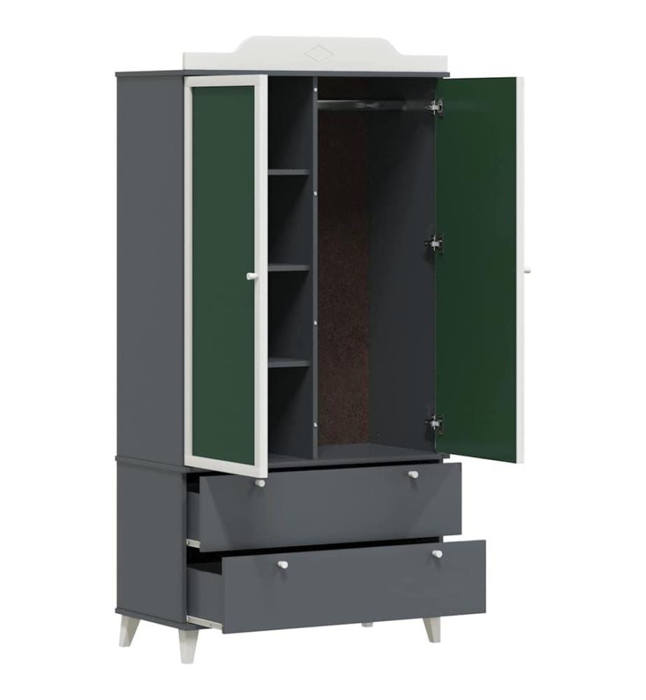 Kreidetafel Kleiderschrank ROROS Grau und Weiss 90 x 45 x 180 cm