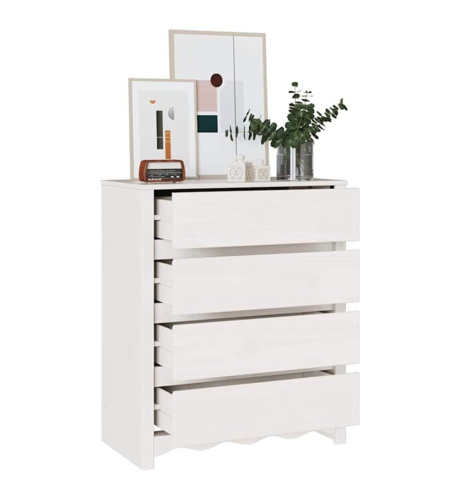 Commode Drammen Blanc 76,5 x 40 x 91 cm Bois de pin massif