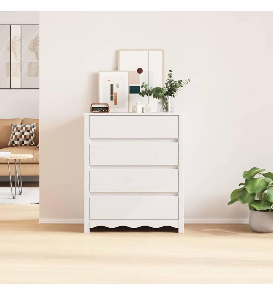 Commode Drammen Blanc 76,5 x 40 x 91 cm Bois de pin massif