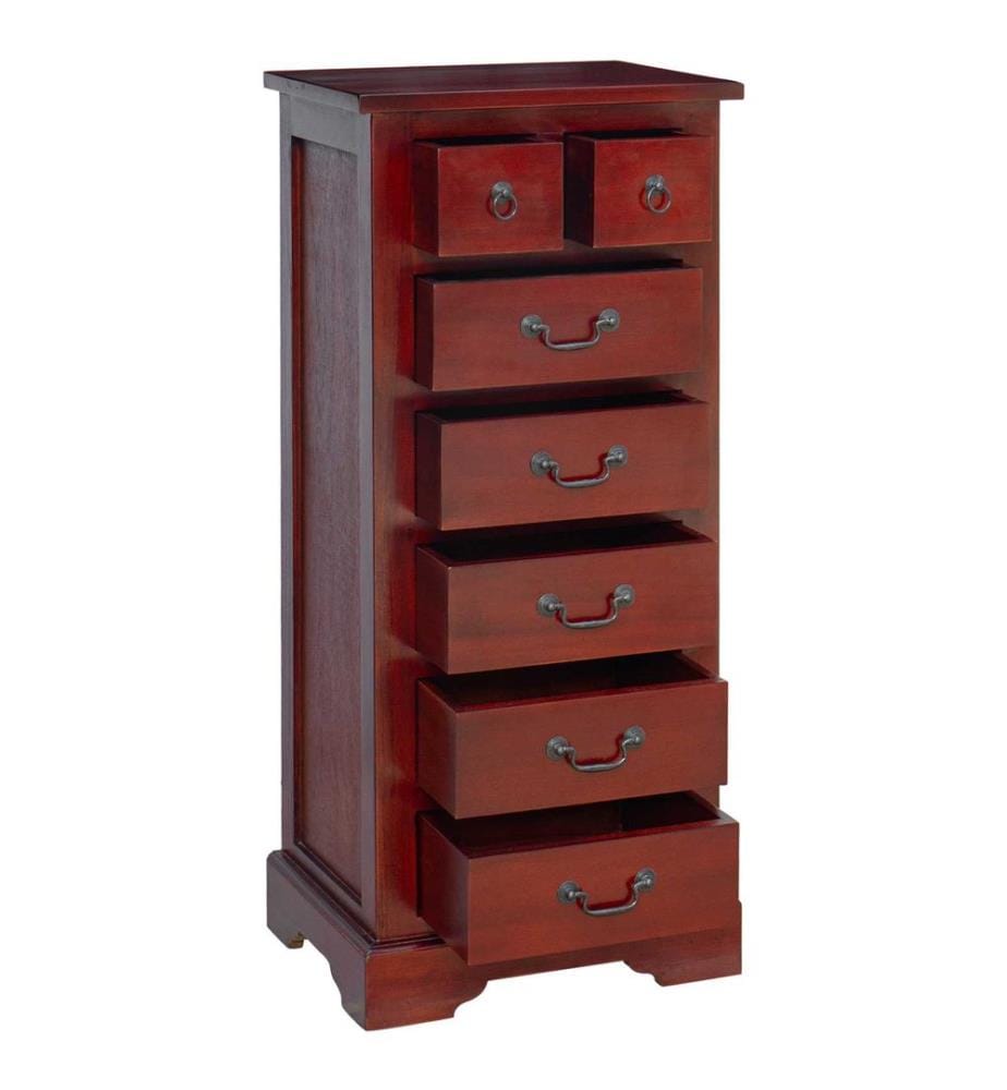 Kommode Braun 45 x 35 x 100,5 cm Massives Mahagoni Holz