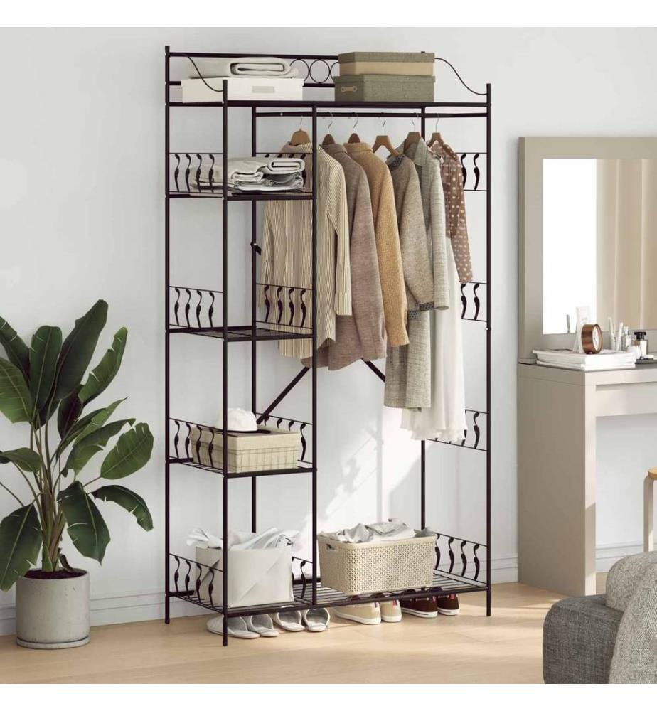 Armoire Ouverte avec étagère Noir 101 x 43 x 188 cm Acier