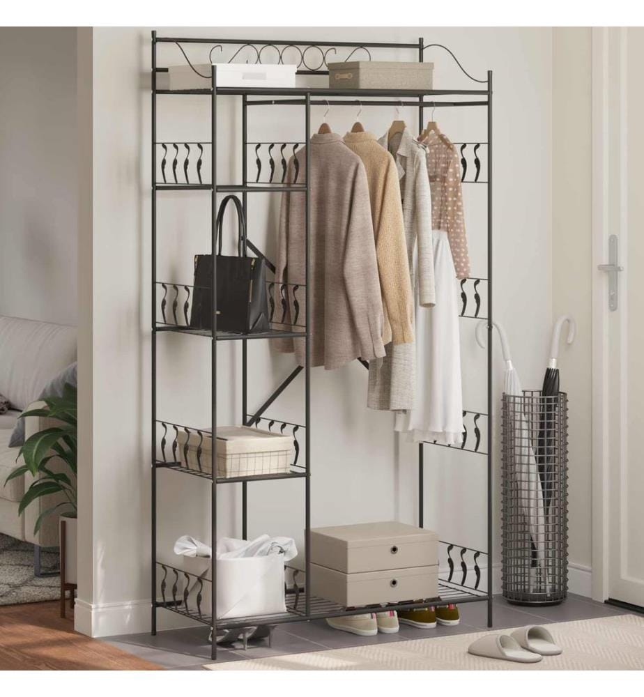 Armoire Ouverte avec étagère Noir 101 x 43 x 188 cm Acier