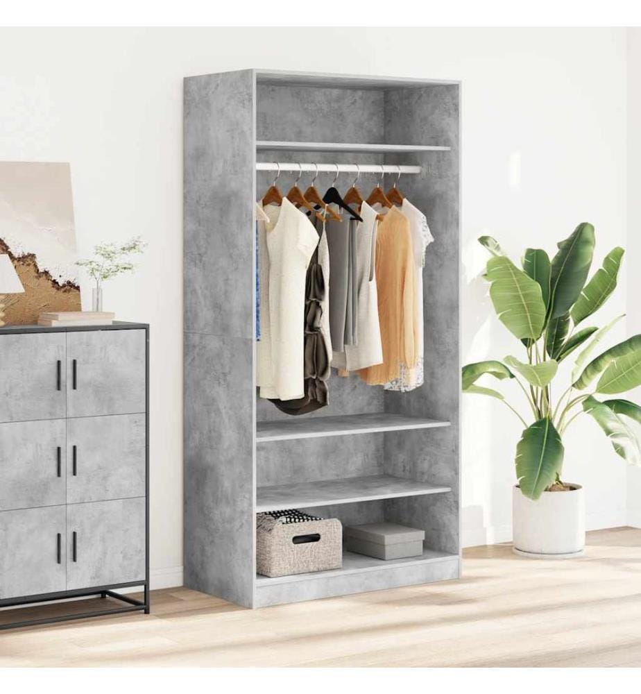 Kleiderschrank Betongrau 100x50x200 cm Holzwerkstoff