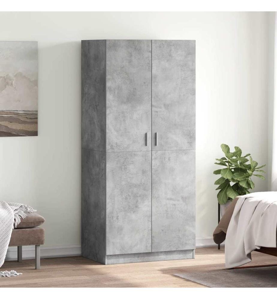 Garde-robe Gris béton 80x52x180 cm Bois d'ingénierie