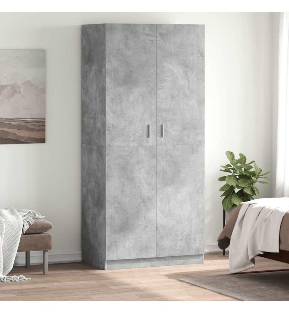 Garde-robe Gris béton 90x52x200 cm Bois d'ingénierie