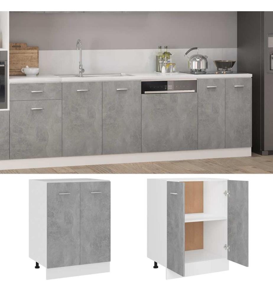 Meuble bas "Lyon" Gris béton 60 x 46 x 81,5 cm Bois d'ingénierie