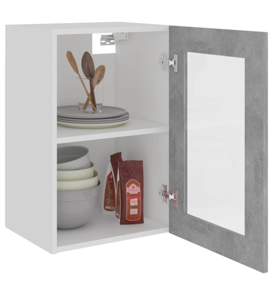 Vitrine suspendue "Lyon" Gris béton 40 x 31 x 60 cm Bois d'ingénierie