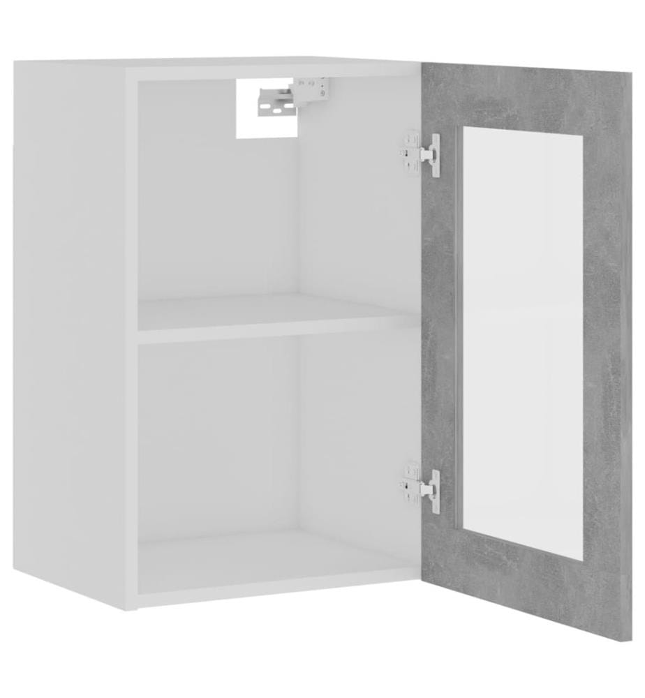 Vitrine suspendue "Lyon" Gris béton 40 x 31 x 60 cm Bois d'ingénierie