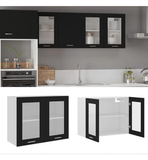 Vitrine suspendue "Lyon" Noir 80 x 31 x 60 cm Bois d'ingénierie
