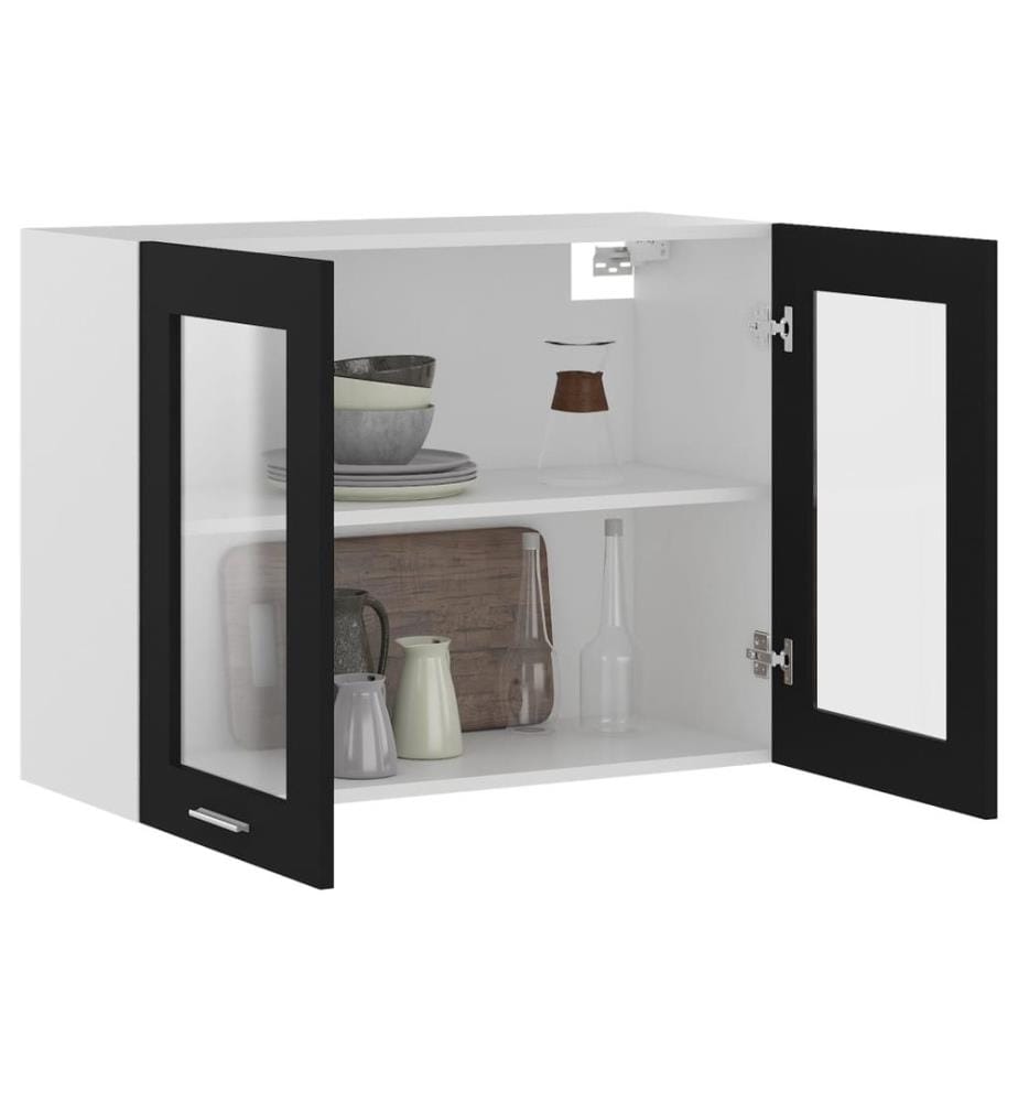 Vitrine suspendue "Lyon" Noir 80 x 31 x 60 cm Bois d'ingénierie